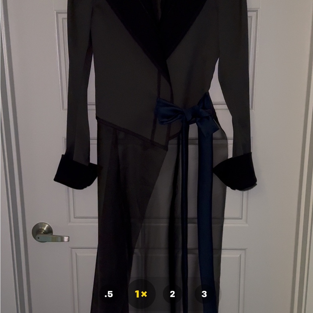 Designer Marie Saint Pierre Asymmetric Statement Long Coat Black & Navy 2 🖤 - Picture 10 of 13